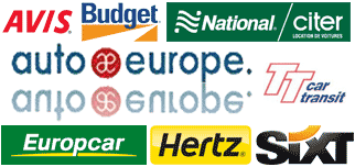 Multiple car rental company logos.