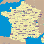 France map of department capitals