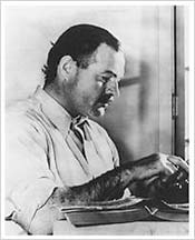 Ernest Hemingway at work.