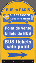 Sign pointing toward Beauvais-Paris bus.