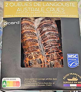 Packaged lobster from the waters near St. Paul Island.
