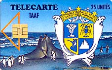 Phone card depicting TAAF coat-of-arms