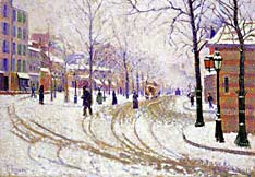 Paul Signac painting - Snow on boulevard Clichy, Paris 1886