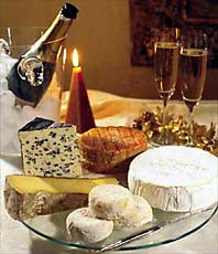 Cheese platter and champagne