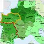 Map of Frankish Empire, 481-814 A.D.